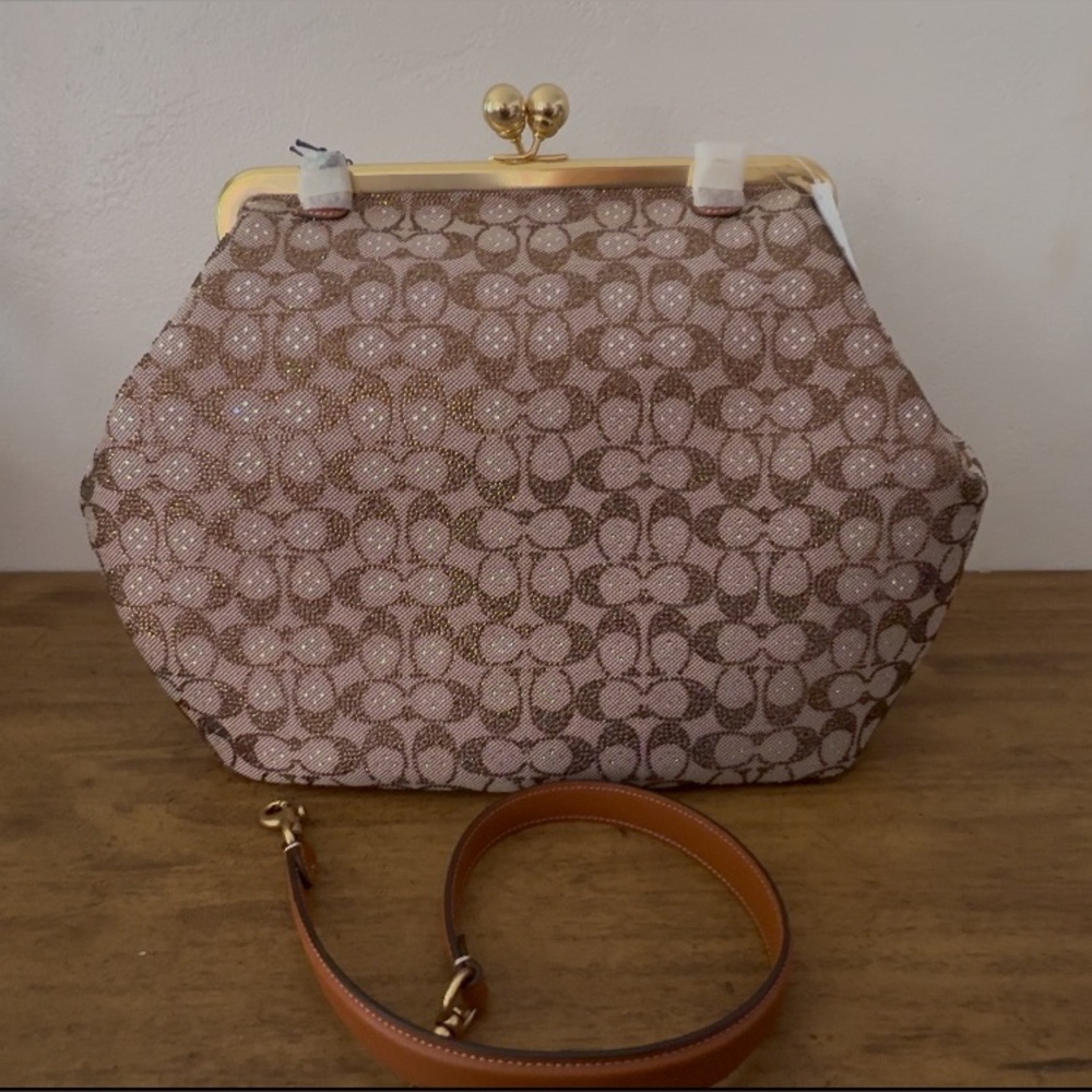 Coach large oversized kisslock crystal ships today